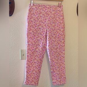 Moda International Retro Pink and Purple Floral Garment Cropped Size 6 Stretch